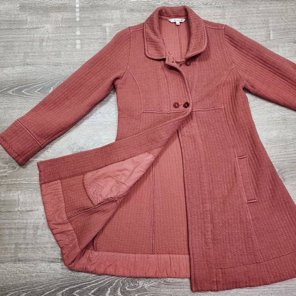 KLEEN Burnt Orange Soft Cotton Blend Button Down Coat Jacket Medium - Picture 3 of 14